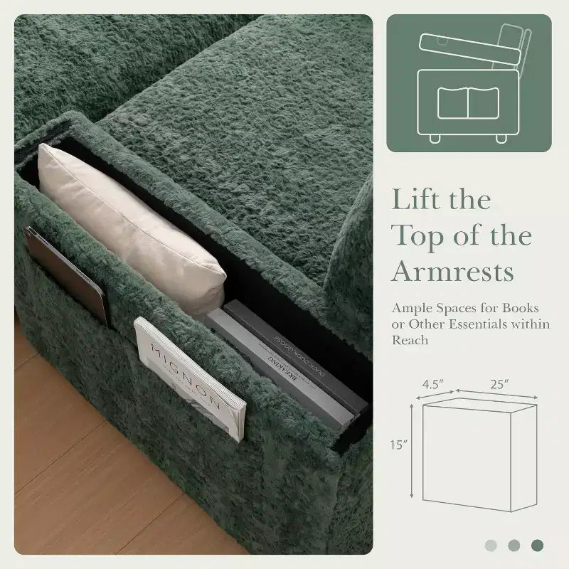 GDFStudio David 42 Méridienne inclinable d'intérieur avec pouf de rangement