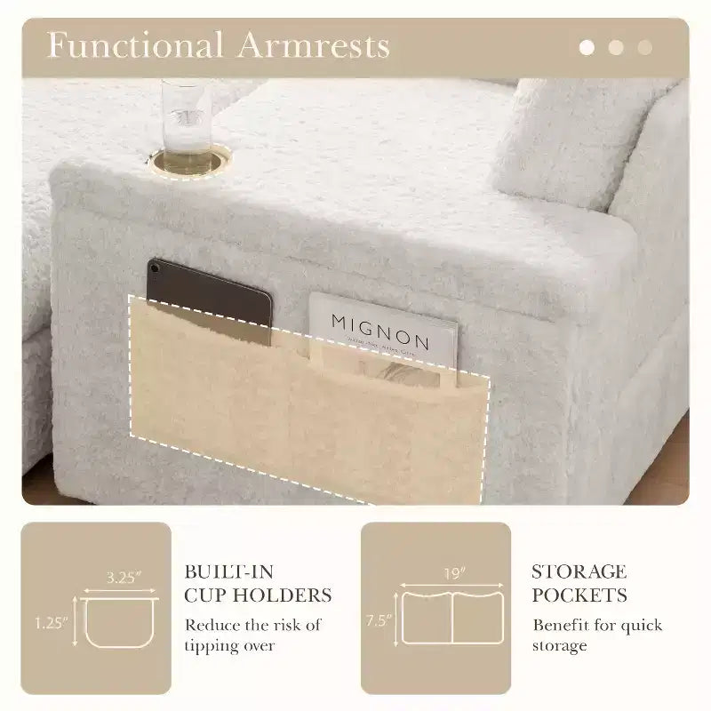 GDFStudio David 42 Méridienne inclinable d'intérieur avec pouf de rangement