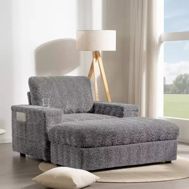 GDFStudio David 42 Méridienne inclinable d'intérieur avec pouf de rangement