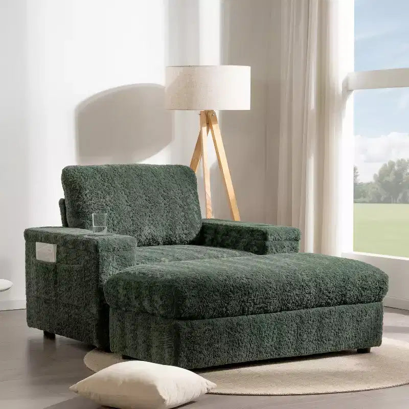GDFStudio David 42 Méridienne inclinable d'intérieur avec pouf de rangement