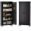 Metal Storage Cabinet with Wheels, Steel Tool Cabinet with Pegboard and Adjustable Shelves