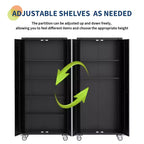 Armoire de rangement métallique à roulettes, armoire à outils en acier avec panneau perforé et étagères réglables