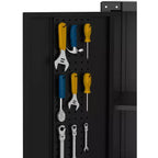 Armoire de rangement métallique à roulettes, armoire à outils en acier avec panneau perforé et étagères réglables