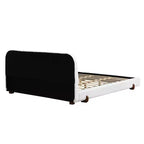 Cadre de lit rembourré California King, lit plateforme élégant en tissu chenille avec pieds en bois d'hévéa massif - ModernLuxe