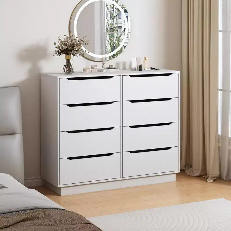 Commode de chambre Okak Modern 6/9 tiroirs avec poignée, commode en bois minimaliste, commode pour chambre à coucher, entrée