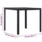 vidaXL Table basse carrée en polyéthylène haute densité et acier - Mobilier de jardin - Design moderne et légère - Noire