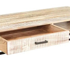 vidaXL Table basse blanche en bois d'acacia massif et acier revêtu par poudre, grande
