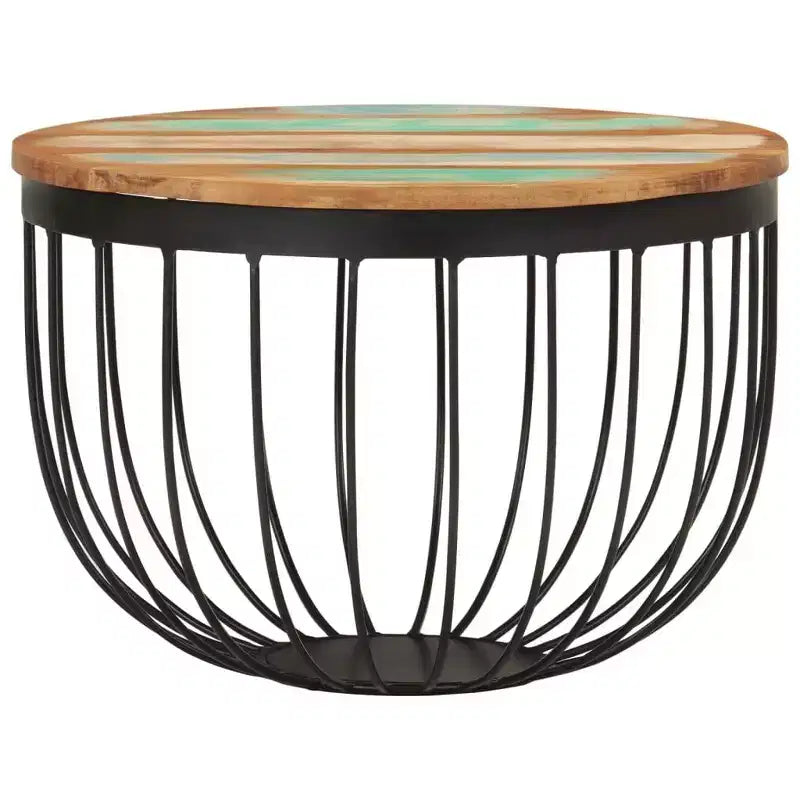 vidaXL Table basse multicolore Bois de récupération massif, acier Petite