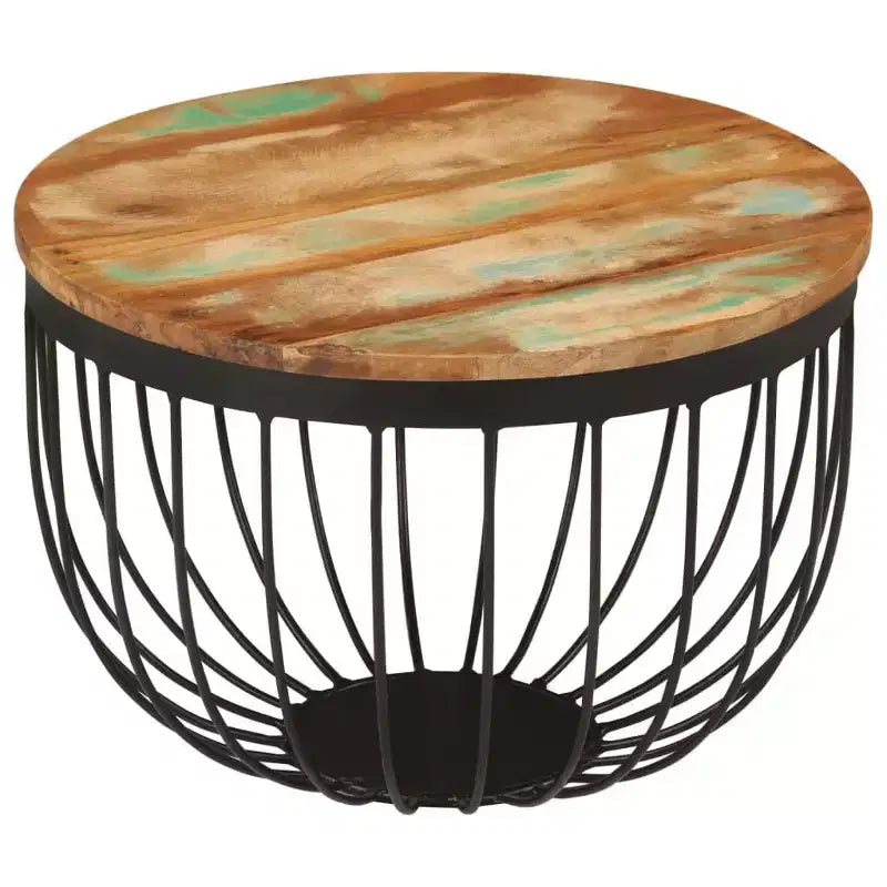vidaXL Table basse multicolore Bois de récupération massif, acier Petite