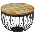 vidaXL Table basse multicolore Bois de récupération massif, acier Petite