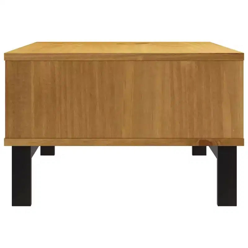 vidaXL Wooden Coffee Table FLAM | Solid Pine Wood | Oak Color Finish | Rectangular | Storage Space