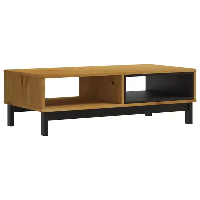 vidaXL Wooden Coffee Table FLAM | Solid Pine Wood | Oak Color Finish | Rectangular | Storage Space