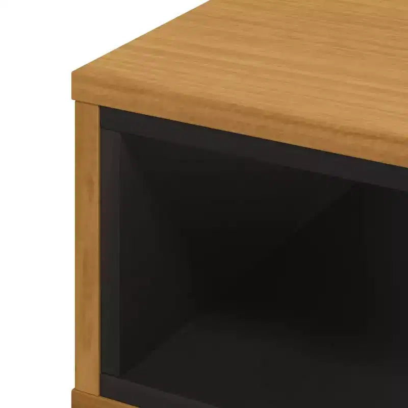vidaXL Wooden Coffee Table FLAM | Solid Pine Wood | Oak Color Finish | Rectangular | Storage Space
