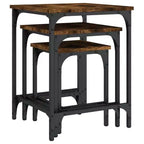 vidaXL Lot de 3 tables basses gigognes – Bois d'ingénierie chêne fumé avec cadre en métal pour salon, chambre, bureau