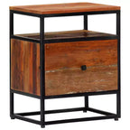 vidaXL Table de chevet/Table de nuit élégante de style Mid-Century 40x30x50 cm, en bois de récupération massif durable et en acier enduit de poudre Marron