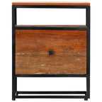 vidaXL Table de chevet/Table de nuit élégante de style Mid-Century 40x30x50 cm, en bois de récupération massif durable et en acier enduit de poudre Marron
