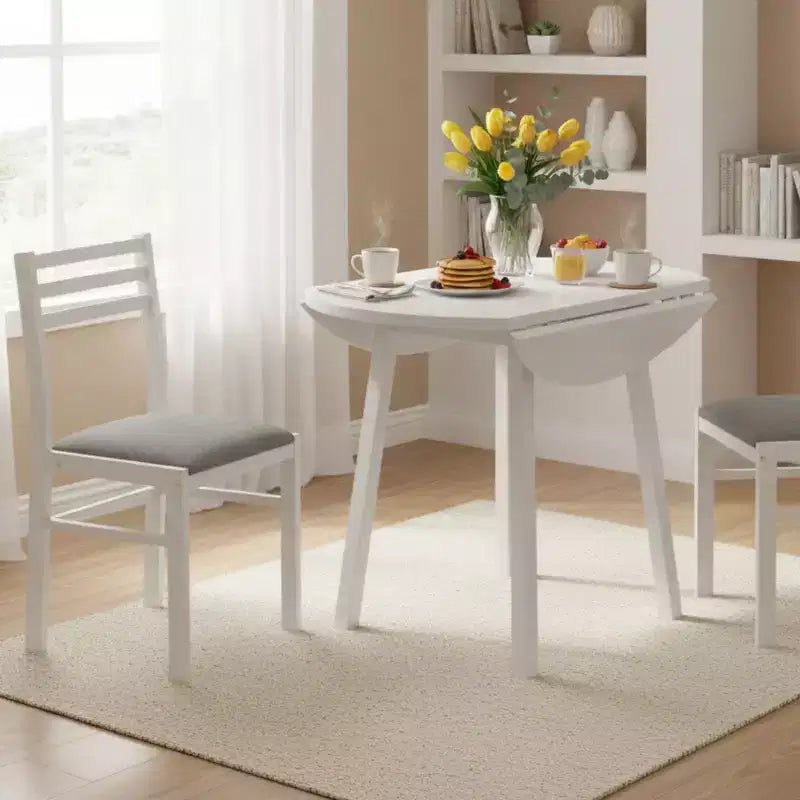 Ensemble table de salle à manger 3 pièces Homy Casa avec 2 chaises abattantes - Meuble de cuisine compact
