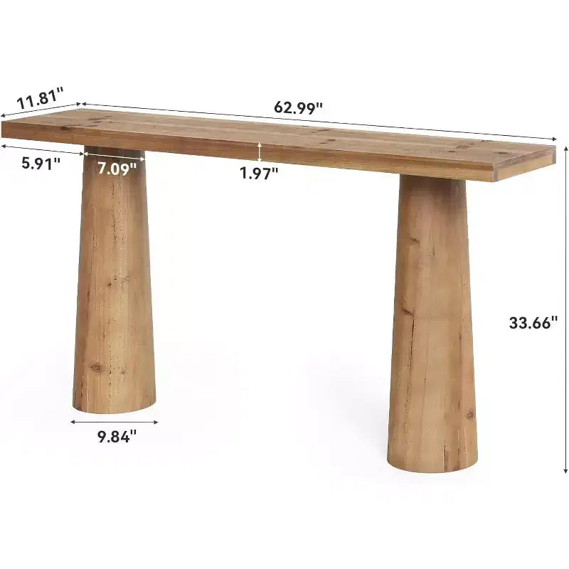 Lantine 63-Inch Solid Wood Console Table, Rectangular Farmhouse Entryway Table for Entrance, Hallway, Living Room