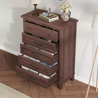 Commode à 5 tiroirs pour chambre à coucher, armoire en bois autoportante pour chambre à coucher, salon, commode verticale haute avec grand rangement,
