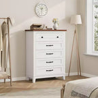 Commode à 5 tiroirs pour chambre à coucher, armoire en bois autoportante pour chambre à coucher, salon, commode verticale haute avec grand rangement,