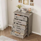 Commode à 5 tiroirs pour chambre à coucher, armoire en bois autoportante pour chambre à coucher, salon, commode verticale haute avec grand rangement,
