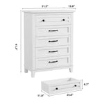 Commode à 5 tiroirs pour chambre à coucher, armoire en bois autoportante pour chambre à coucher, salon, commode verticale haute avec grand rangement,