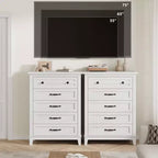 Commode à 5 tiroirs pour chambre à coucher, armoire en bois autoportante pour chambre à coucher, salon, commode verticale haute avec grand rangement,