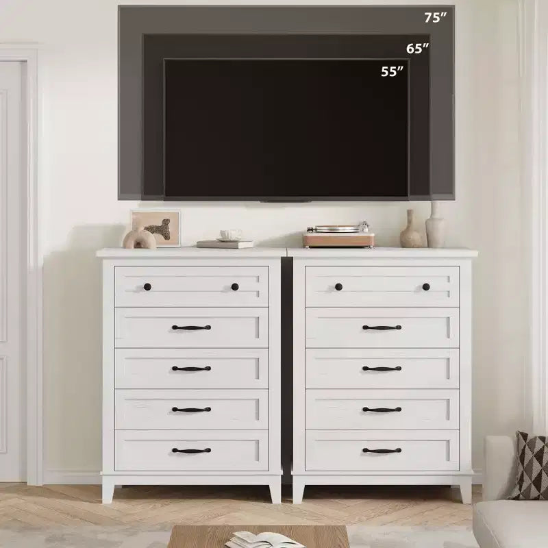 Commode à 5 tiroirs pour chambre à coucher, armoire en bois autoportante pour chambre à coucher, salon, commode verticale haute avec grand rangement,