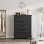 Commode à 5 tiroirs pour chambre à coucher, armoire en bois autoportante pour chambre à coucher, salon, commode verticale haute avec grand rangement,