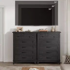 Commode à 5 tiroirs pour chambre à coucher, armoire en bois autoportante pour chambre à coucher, salon, commode verticale haute avec grand rangement,