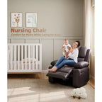 Fauteuil inclinable électrique 360° surdimensionné, pivotant et berçant, avec fonction chauffante et massante (similicuir, pour salon/chambre/crèche)