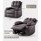 Fauteuil inclinable électrique 360° surdimensionné, pivotant et berçant, avec fonction chauffante et massante (similicuir, pour salon/chambre/crèche)