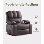 Fauteuil inclinable électrique 360° surdimensionné, pivotant et berçant, avec fonction chauffante et massante (similicuir, pour salon/chambre/crèche)