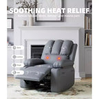 Fauteuil inclinable électrique 360° surdimensionné, pivotant et berçant, avec fonction chauffante et massante (similicuir, pour salon/chambre/crèche)