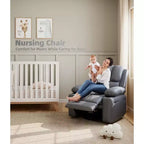 Fauteuil inclinable électrique 360° surdimensionné, pivotant et berçant, avec fonction chauffante et massante (similicuir, pour salon/chambre/crèche)