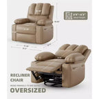 Fauteuil inclinable électrique 360° surdimensionné, pivotant et berçant, avec fonction chauffante et massante (similicuir, pour salon/chambre/crèche)