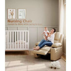 Fauteuil inclinable électrique 360° surdimensionné, pivotant et berçant, avec fonction chauffante et massante (similicuir, pour salon/chambre/crèche)