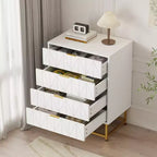 Commode à 4 tiroirs, Commodes et chiffonniers modernes pour chambre à coucher, Organiseur de commode en bois avec pieds en métal,