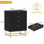 Commode à 4 tiroirs, Commodes et chiffonniers modernes pour chambre à coucher, Organiseur de commode en bois avec pieds en métal,