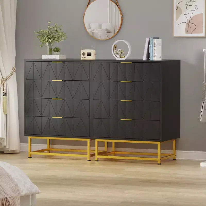 Commode à 4 tiroirs, Commodes et chiffonniers modernes pour chambre à coucher, Organiseur de commode en bois avec pieds en métal,