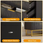 Commode à 4 tiroirs, Commodes et chiffonniers modernes pour chambre à coucher, Organiseur de commode en bois avec pieds en métal,