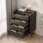 Commode à 4 tiroirs, Commodes et chiffonniers modernes pour chambre à coucher, Organiseur de commode en bois avec pieds en métal,