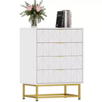 Commode à 4 tiroirs, Commodes et chiffonniers modernes pour chambre à coucher, Organiseur de commode en bois avec pieds en métal,
