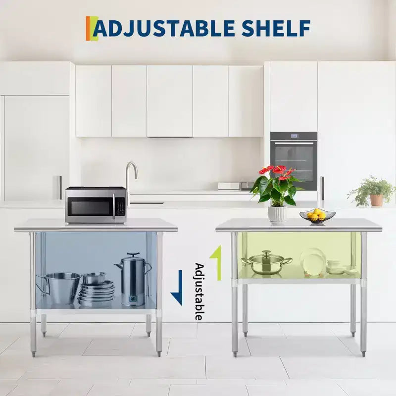 Table de travail en acier inoxydable avec dosseret, table de préparation commerciale robuste, poste de travail certifié NSF pour cuisine de restaurant, boulangerie