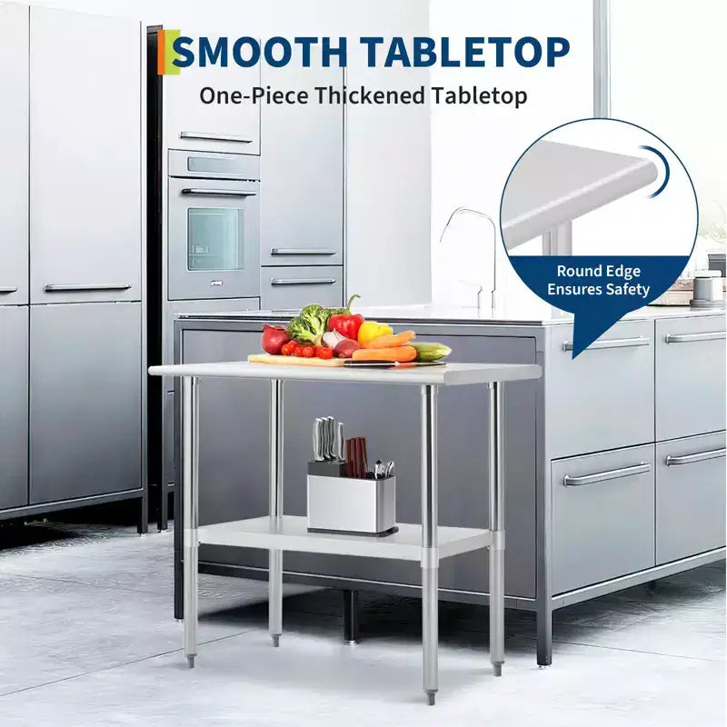 Table de travail en acier inoxydable avec dosseret, table de préparation commerciale robuste, poste de travail certifié NSF pour cuisine de restaurant, boulangerie