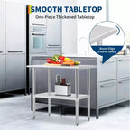 Table de travail en acier inoxydable avec dosseret, table de préparation commerciale robuste, poste de travail certifié NSF pour cuisine de restaurant, boulangerie