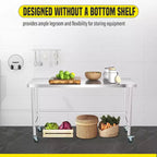 Stainless Steel Table , Kitchen Restaurant Stainless Steel Prep Work Metal Table Countertop with Open Base