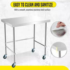 Stainless Steel Table , Kitchen Restaurant Stainless Steel Prep Work Metal Table Countertop with Open Base