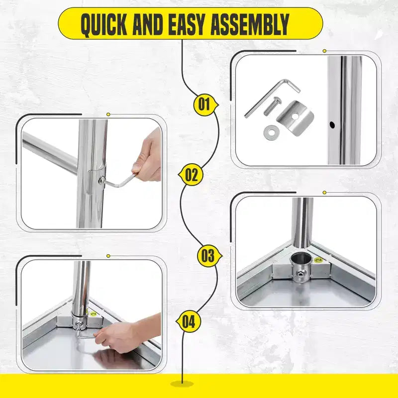Stainless Steel Table , Kitchen Restaurant Stainless Steel Prep Work Metal Table Countertop with Open Base