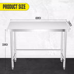 Stainless Steel Table , Kitchen Restaurant Stainless Steel Prep Work Metal Table Countertop with Open Base